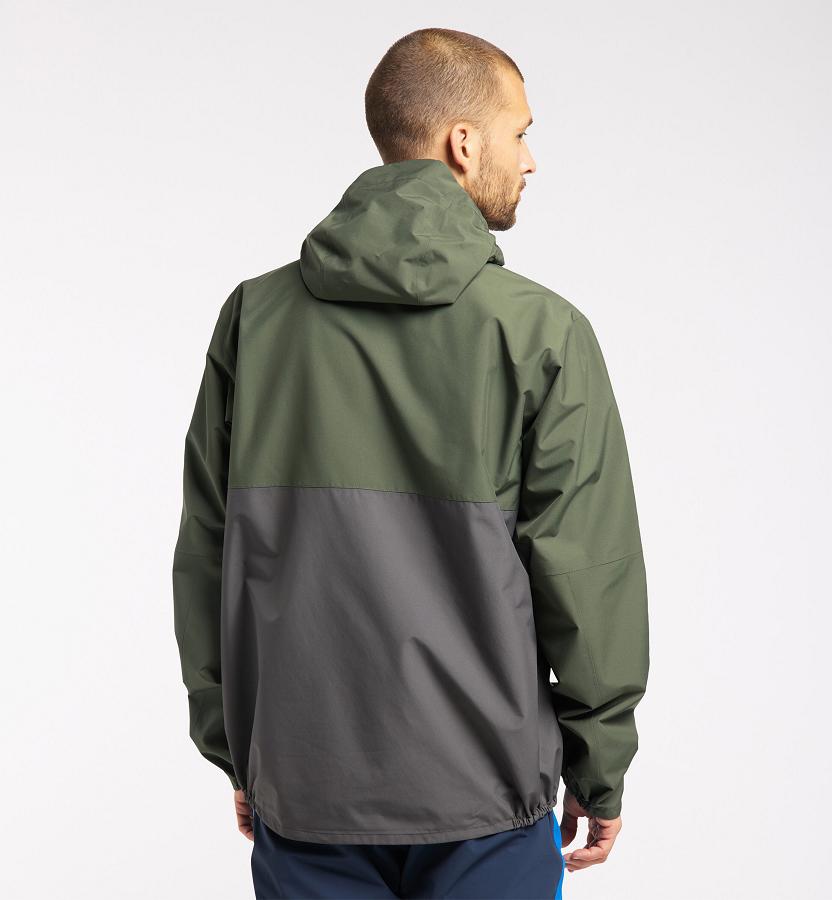 Haglöfs Mens Spira Waterproof Jacket Dark Green/Black New Zealand 56491RKCX